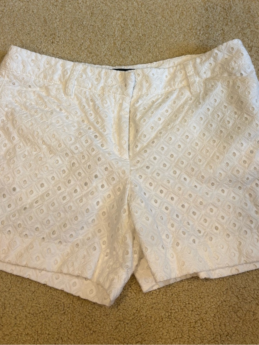 White House Black Market White Eyelet Shorts